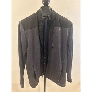 ORVIS Mens Fleece Jacket Full Zip Gray Black Outdoor Casual‎ Athletic Size L